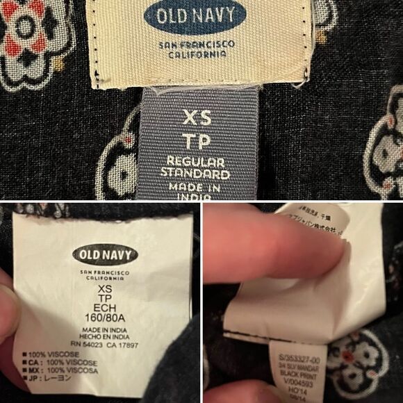 Old Navy Casual Floral Medallion Print MicroPleat front Tshirt Dress Navy XS - Picture 10 of 12